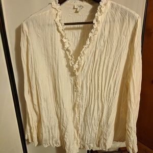 J.Jill Crinkled Silk Blouse, Size - XL